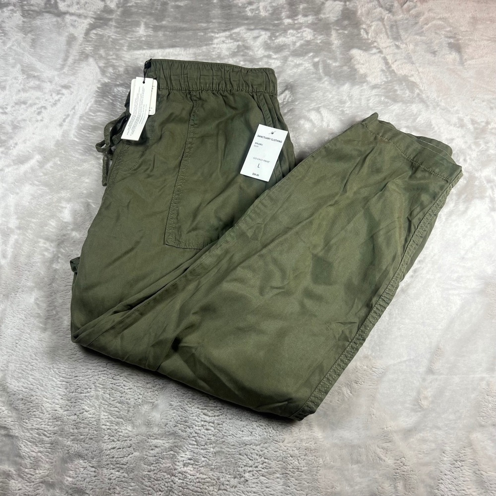 NWT Sanctuary Women L Women Go Easy Pant Olive Green Lyocell Joggers XP9159E1